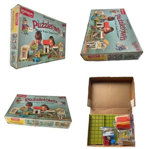 PLAYSKOOL RICHARD SCARRY'S PUZZLETOWN SET D MAYOR FOX'S TOWN CENTER 1976 - Picture 3 of 10